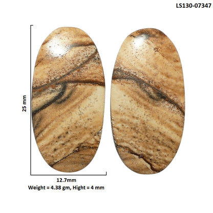 Picture Jasper Pair 12.7x25x4 mm Oval Shape Polished Gemstone LS130-07347