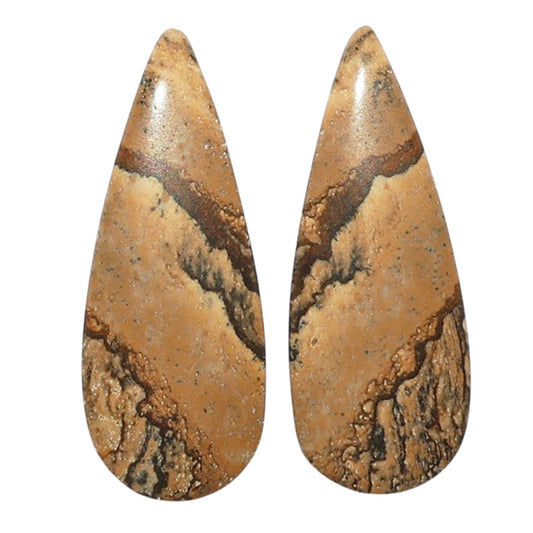 Picture Jasper Pair 10x25.85x3.5 mm Pear Shape Polished Gemstone LS130-07348