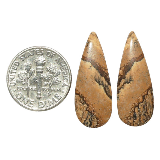 Picture Jasper Pair 10x25.85x3.5 mm Pear Shape Polished Gemstone LS130-07348