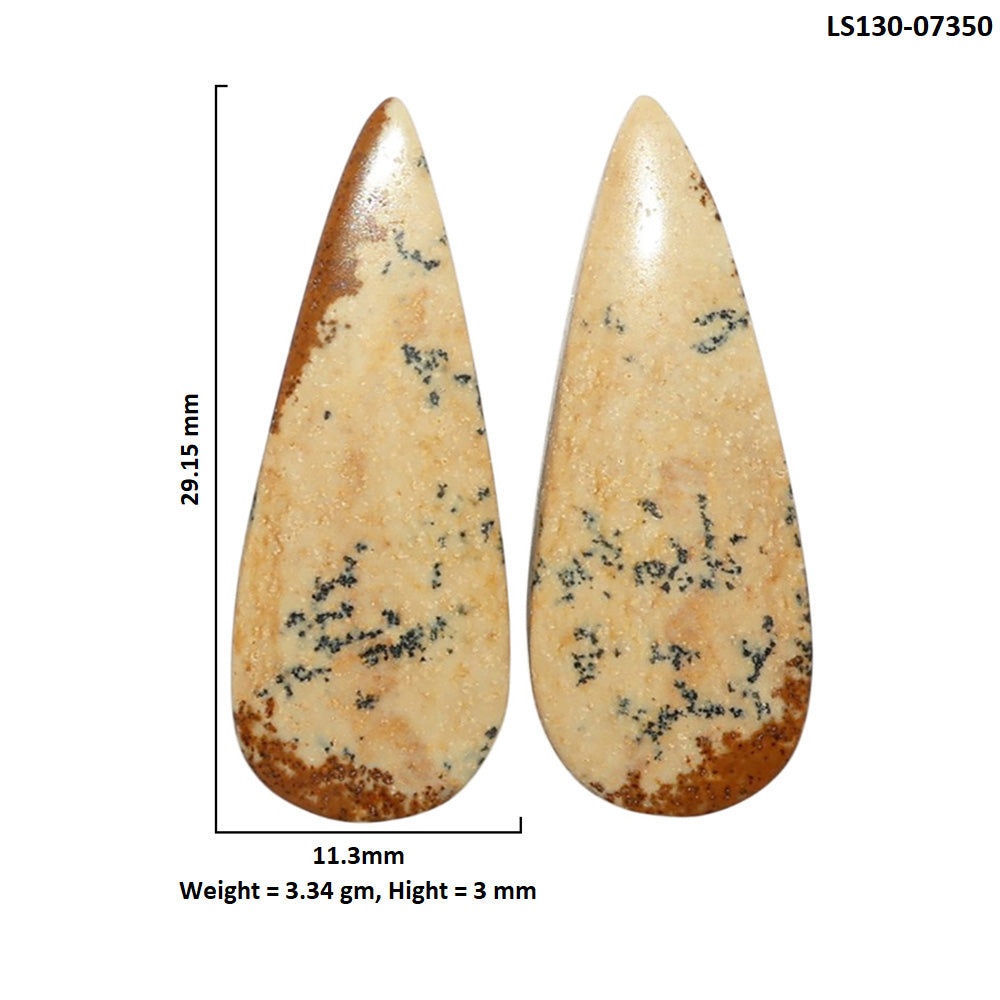 Picture Jasper Pair 11.3x29.15x3 mm Pear Shape Polished Gemstone LS130-07350