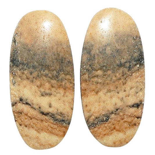 Picture Jasper Pair 10.7x23.15x3.5 mm Oval Shape Polished Gemstone LS130-07351