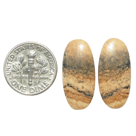 Picture Jasper Pair 10.7x23.15x3.5 mm Oval Shape Polished Gemstone LS130-07351