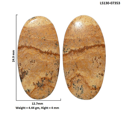 Picture Jasper Pair 12.7x24.9x4 mm Oval Shape Polished Gemstone LS130-07353