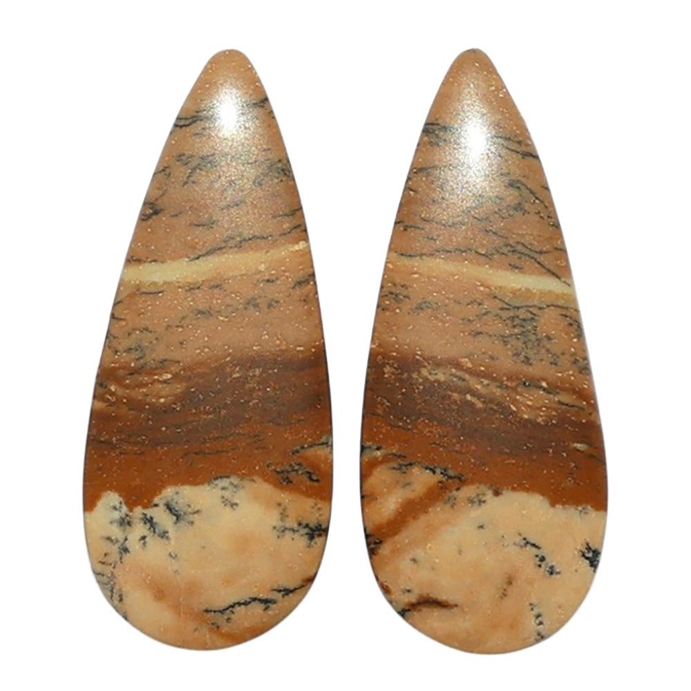 Picture Jasper Pair 10.7x25.8x3.5 mm Pear Shape Polished Gemstone LS130-07354