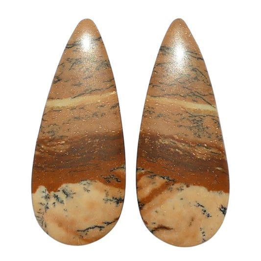 Picture Jasper Pair 10.7x25.8x3.5 mm Pear Shape Polished Gemstone LS130-07354