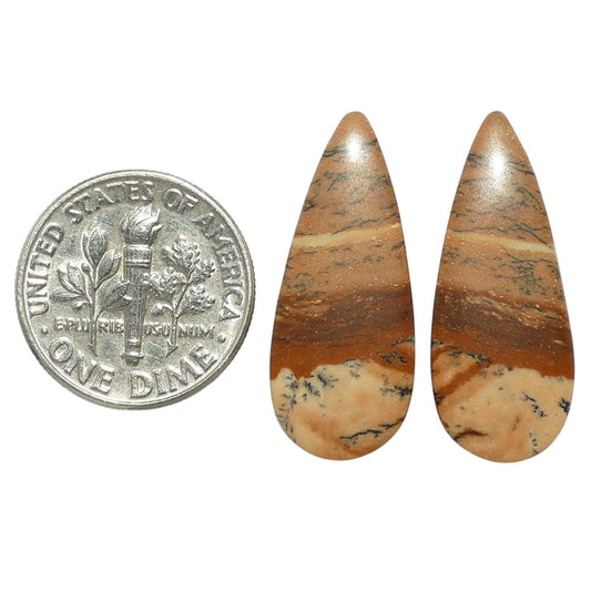 Picture Jasper Pair 10.7x25.8x3.5 mm Pear Shape Polished Gemstone LS130-07354