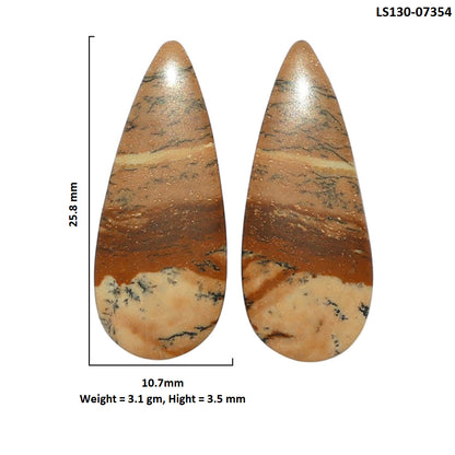 Picture Jasper Pair 10.7x25.8x3.5 mm Pear Shape Polished Gemstone LS130-07354