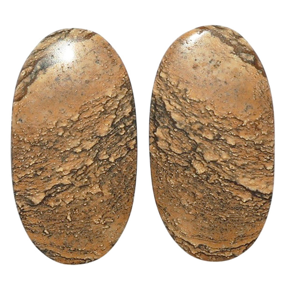 Picture Jasper Pair 14x26x4 mm Oval Shape Polished Gemstone LS130-07355