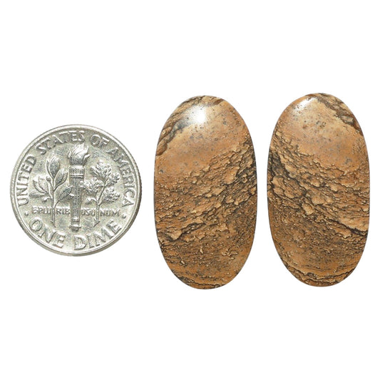 Picture Jasper Pair 14x26x4 mm Oval Shape Polished Gemstone LS130-07355