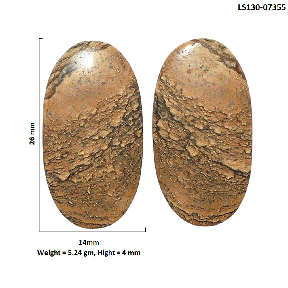 Picture Jasper Pair 14x26x4 mm Oval Shape Polished Gemstone LS130-07355