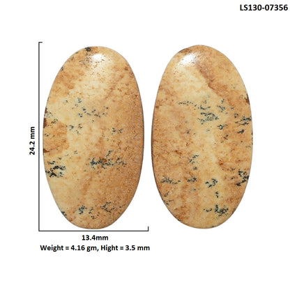 Picture Jasper Pair 13.4x24.2x3.5 mm Oval Shape Polished Gemstone LS130-07356