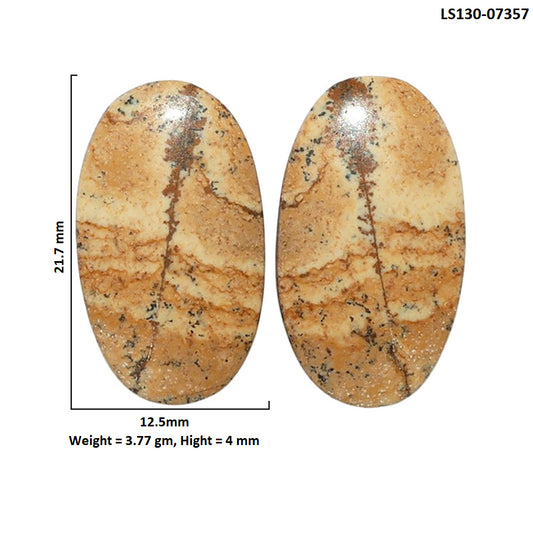 Picture Jasper Pair 12.5x21.7x4 mm Oval Shape Polished Gemstone LS130-07357