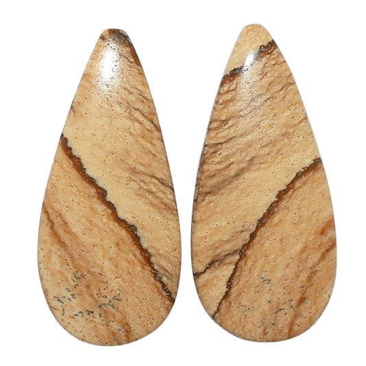 Picture Jasper Pair 11.2x24.5x4 mm Pear Shape Polished Gemstone LS130-07358