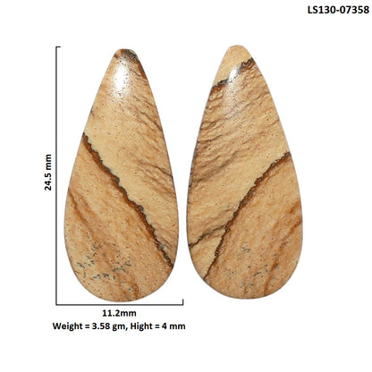 Picture Jasper Pair 11.2x24.5x4 mm Pear Shape Polished Gemstone LS130-07358