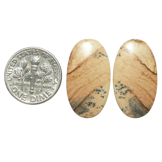 Picture Jasper Pair 13.5x24.3x3.5 mm Oval Shape Polished Gemstone LS130-07359