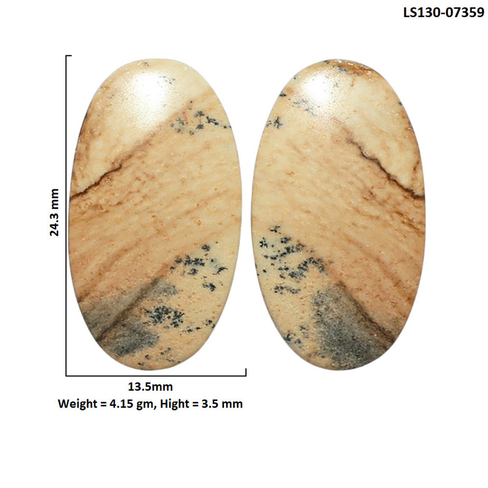Picture Jasper Pair 13.5x24.3x3.5 mm Oval Shape Polished Gemstone LS130-07359