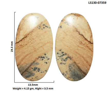 Picture Jasper Pair 13.5x24.3x3.5 mm Oval Shape Polished Gemstone LS130-07359