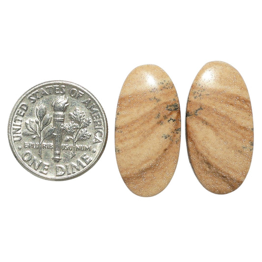 Picture Jasper Pair 11.8x23.5x3.8 mm Oval Shape Polished Gemstone LS130-07360