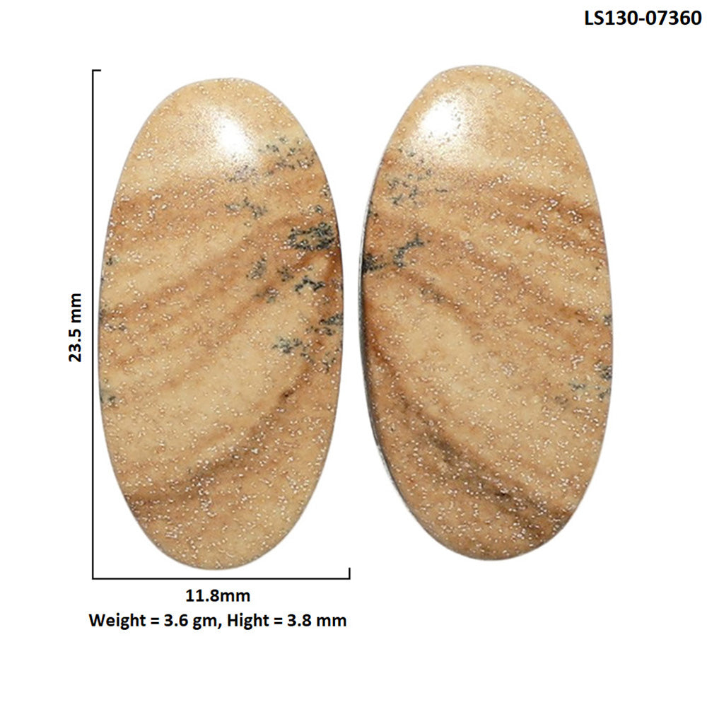 Picture Jasper Pair 11.8x23.5x3.8 mm Oval Shape Polished Gemstone LS130-07360