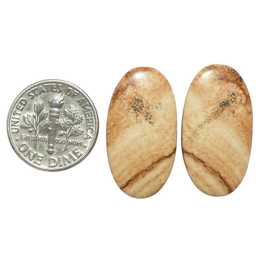 Picture Jasper Pair 13.7x25.3x4 mm Oval Shape Polished Gemstone LS130-07361