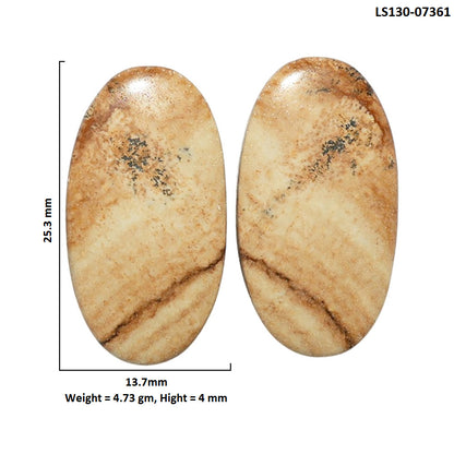 Picture Jasper Pair 13.7x25.3x4 mm Oval Shape Polished Gemstone LS130-07361