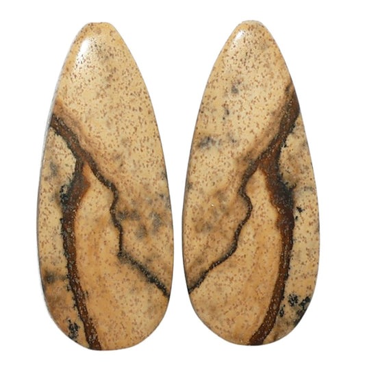 Picture Jasper Pair 11.1x26.7x3.5 mm Pear Shape Polished Gemstone LS130-07362