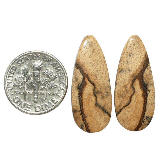 Picture Jasper Pair 11.1x26.7x3.5 mm Pear Shape Polished Gemstone LS130-07362