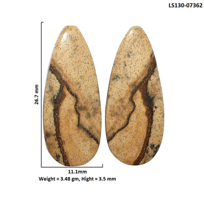 Picture Jasper Pair 11.1x26.7x3.5 mm Pear Shape Polished Gemstone LS130-07362