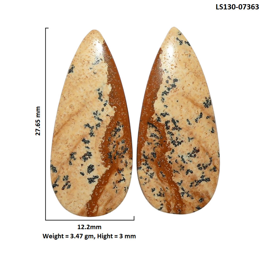 Picture Jasper Pair 12.2x27.65x3 mm Pear Shape Polished Gemstone LS130-07363