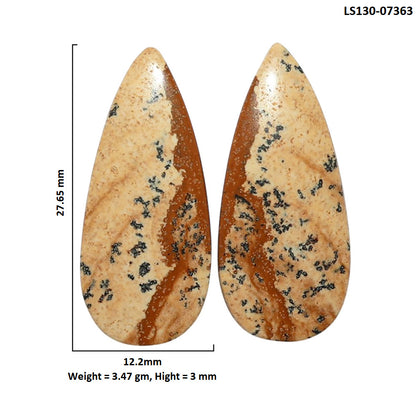 Picture Jasper Pair 12.2x27.65x3 mm Pear Shape Polished Gemstone LS130-07363