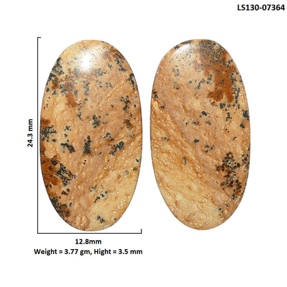 Picture Jasper Pair 12.8x24.3x3.5 mm Oval Shape Polished Gemstone LS130-07364