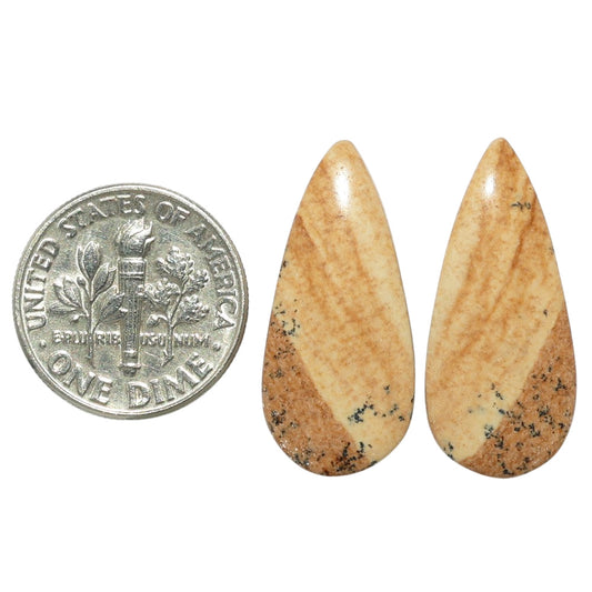Picture Jasper Pair 11.5x25.3x3.5 mm Pear Shape Polished Gemstone LS130-07365