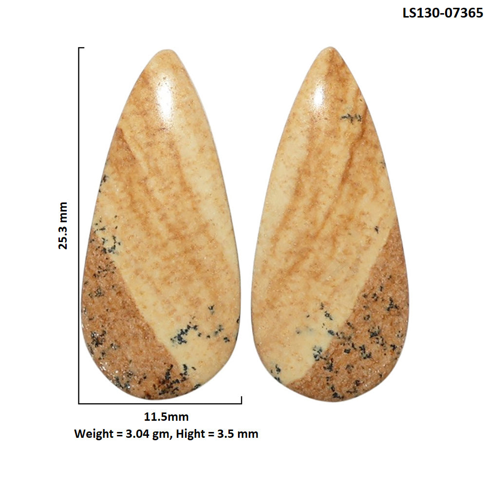 Picture Jasper Pair 11.5x25.3x3.5 mm Pear Shape Polished Gemstone LS130-07365