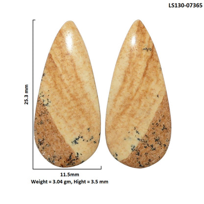 Picture Jasper Pair 11.5x25.3x3.5 mm Pear Shape Polished Gemstone LS130-07365