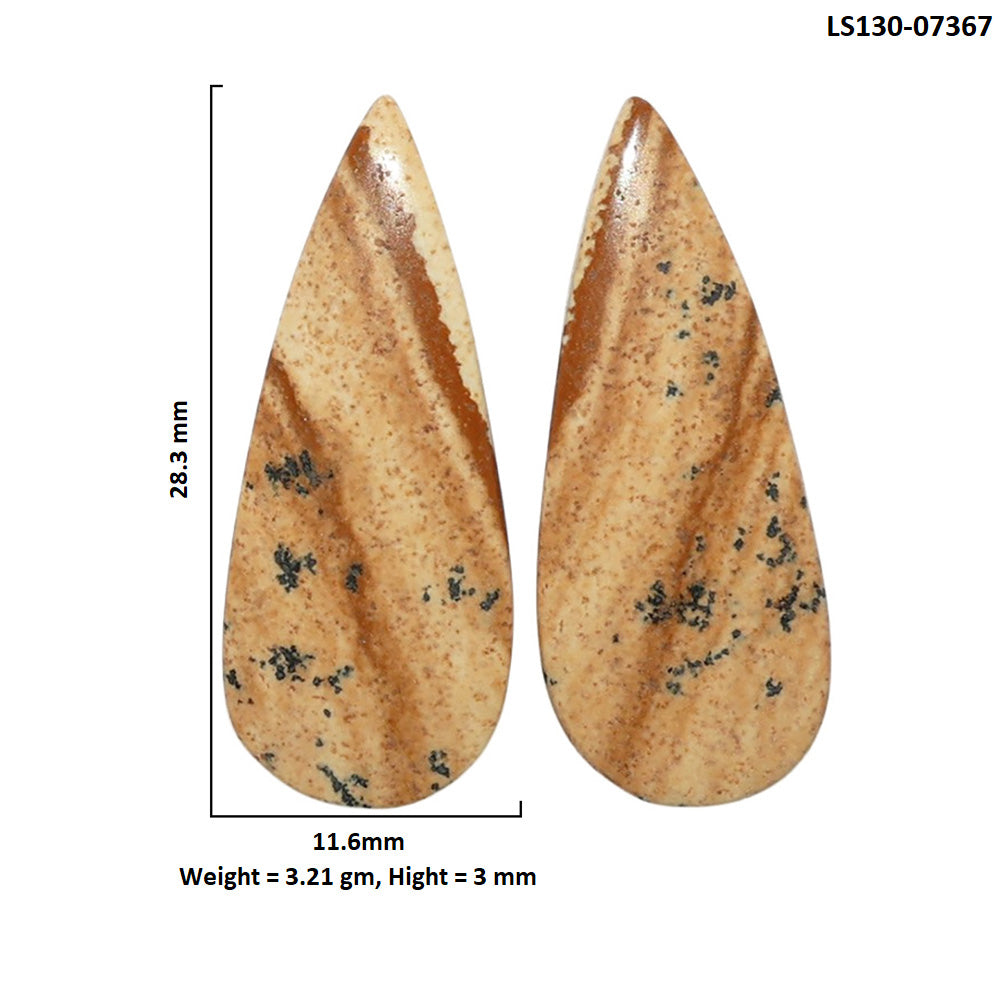 Picture Jasper Pair 11.6x28.3x3 mm Pear Shape Polished Gemstone LS130-07367