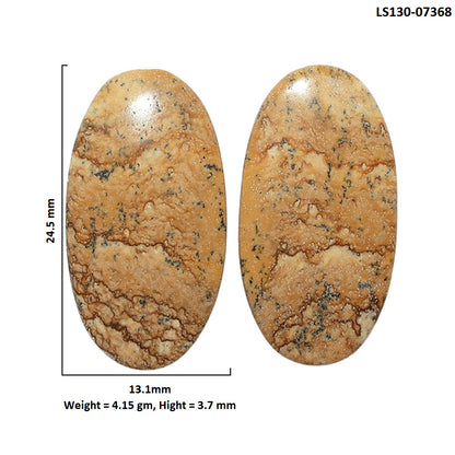 Picture Jasper Pair 13.1x24.5x3.7 mm Oval Shape Polished Gemstone LS130-07368