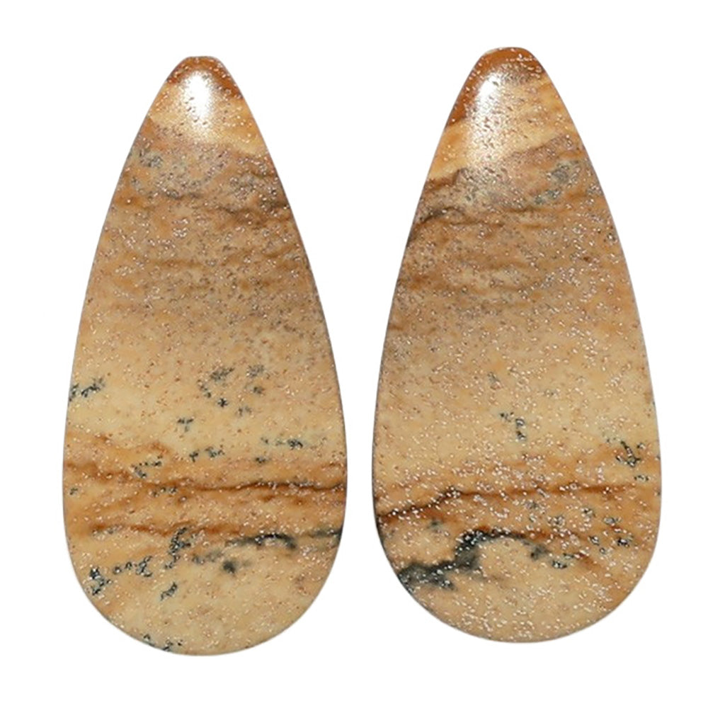 Picture Jasper Pair 11.8x24.5x3.5 mm Pear Shape Polished Gemstone LS130-07369