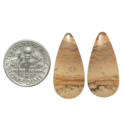 Picture Jasper Pair 11.8x24.5x3.5 mm Pear Shape Polished Gemstone LS130-07369