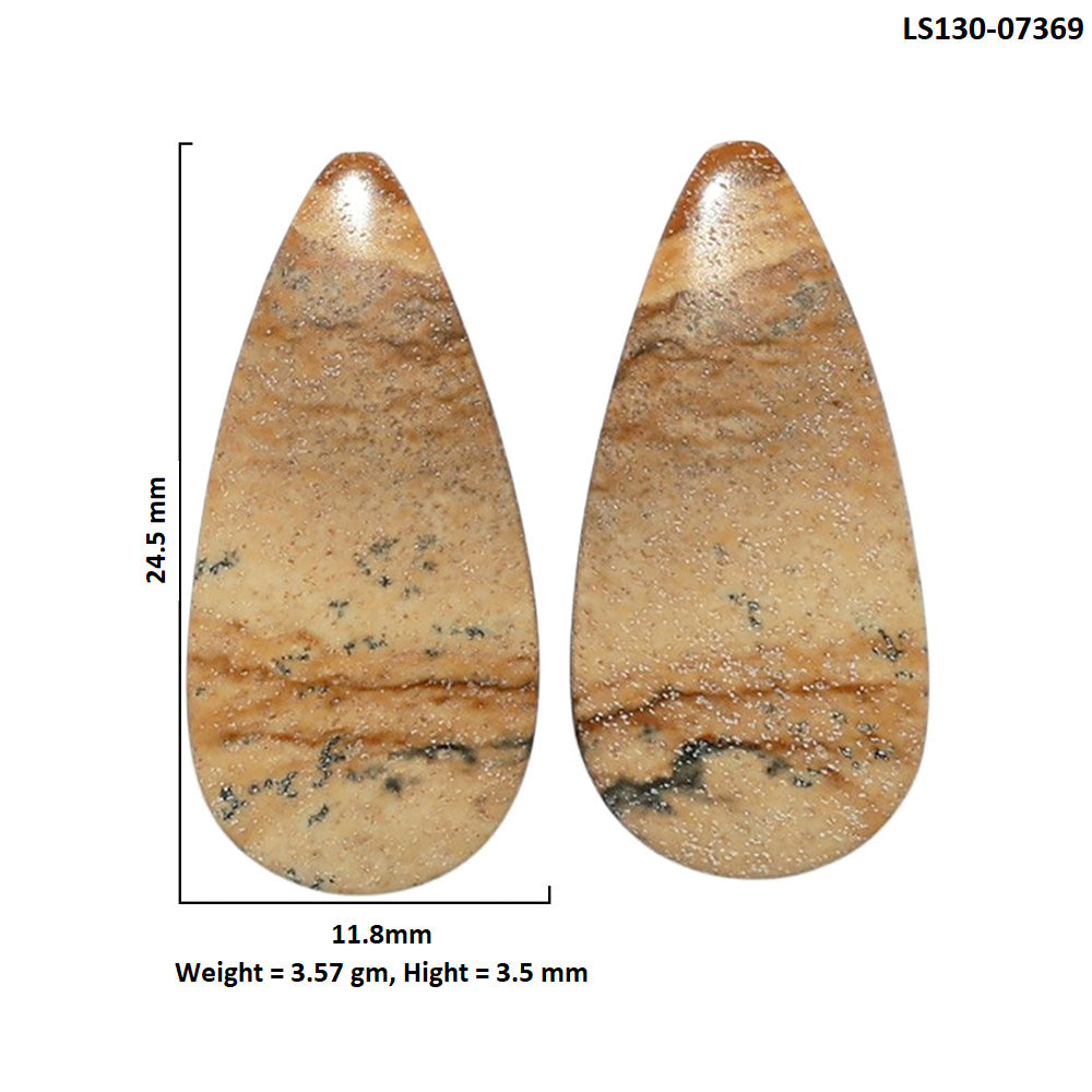 Picture Jasper Pair 11.8x24.5x3.5 mm Pear Shape Polished Gemstone LS130-07369