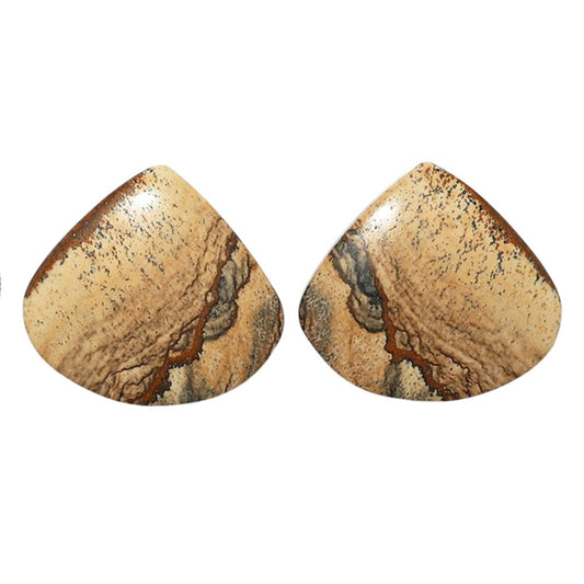 Picture Jasper Pair 21.3x23.3x4 mm Heart Shape Polished Gemstone LS130-07370