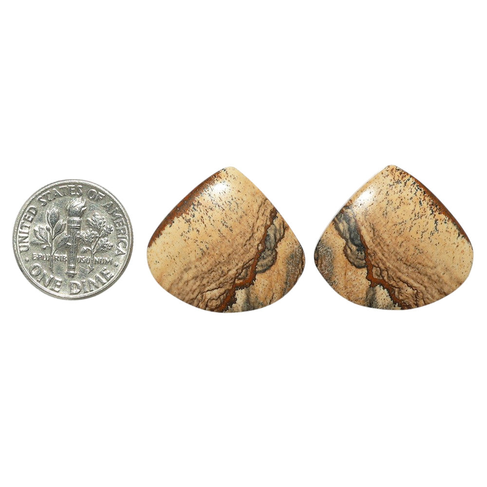 Picture Jasper Pair 21.3x23.3x4 mm Heart Shape Polished Gemstone LS130-07370