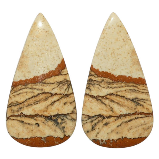 Picture Jasper Pair 15.2x28.8x4 mm Pear Shape Polished Gemstone LS130-07371