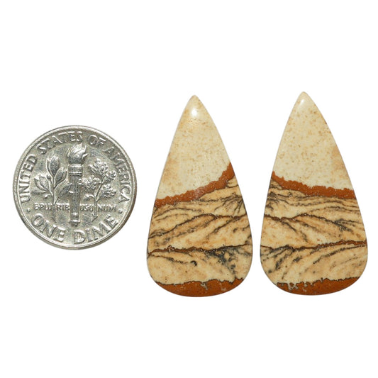 Picture Jasper Pair 15.2x28.8x4 mm Pear Shape Polished Gemstone LS130-07371
