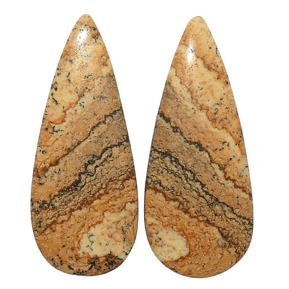 Picture Jasper Pair 11x26.5x3.5 mm Pear Shape Polished Gemstone LS130-07376