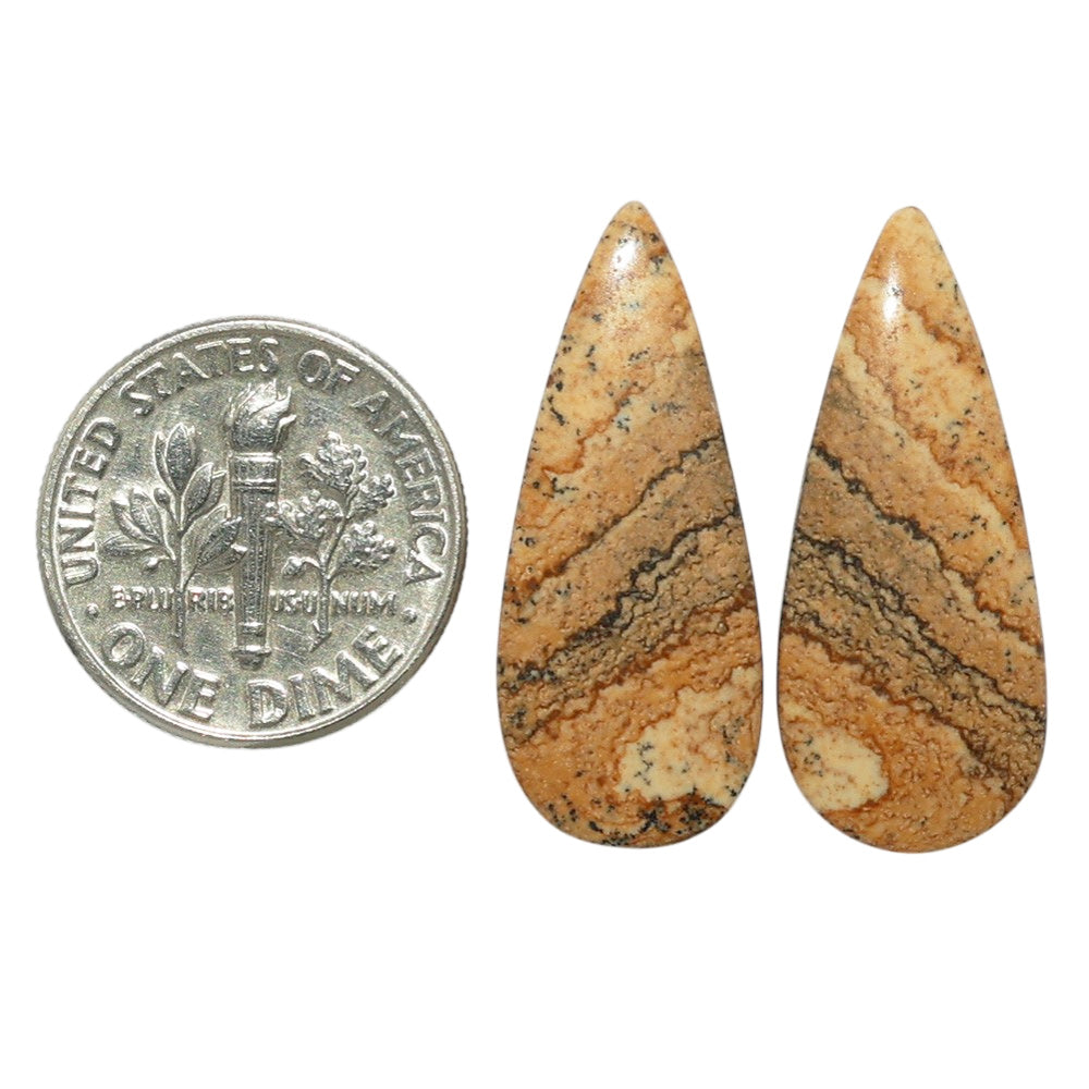 Picture Jasper Pair 11x26.5x3.5 mm Pear Shape Polished Gemstone LS130-07376