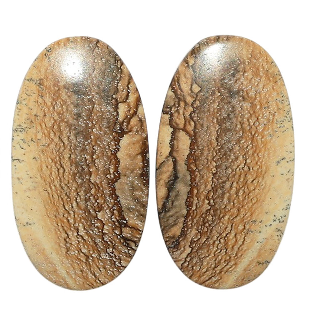 Picture Jasper Pair 14.5x26.5x3.8 mm Oval Shape Polished Gemstone LS130-07377