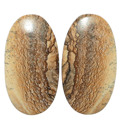 Picture Jasper Pair 14.5x26.5x3.8 mm Oval Shape Polished Gemstone LS130-07377