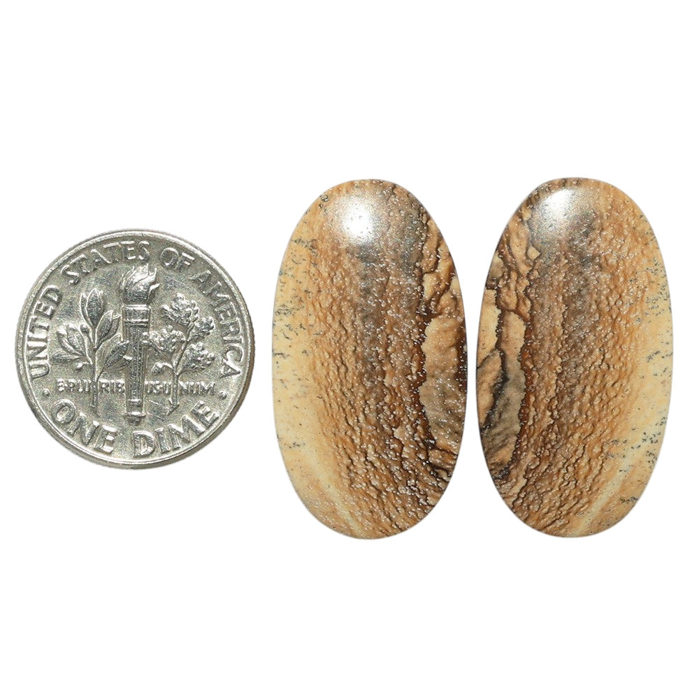 Picture Jasper Pair 14.5x26.5x3.8 mm Oval Shape Polished Gemstone LS130-07377