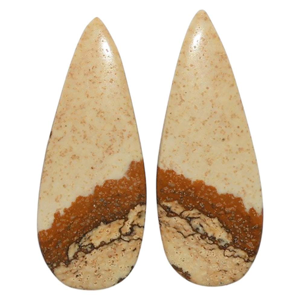 Picture Jasper Pair 10.5x26.8x3.5 mm Pear Shape Polished Gemstone LS130-07380