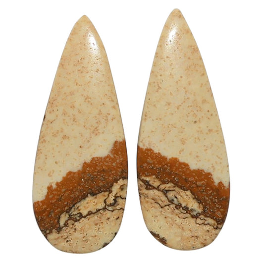 Picture Jasper Pair 10.5x26.8x3.5 mm Pear Shape Polished Gemstone LS130-07380